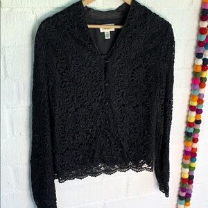 Talbots Lace Crochet Vintage Button Down Blazer Jacket Sz 10